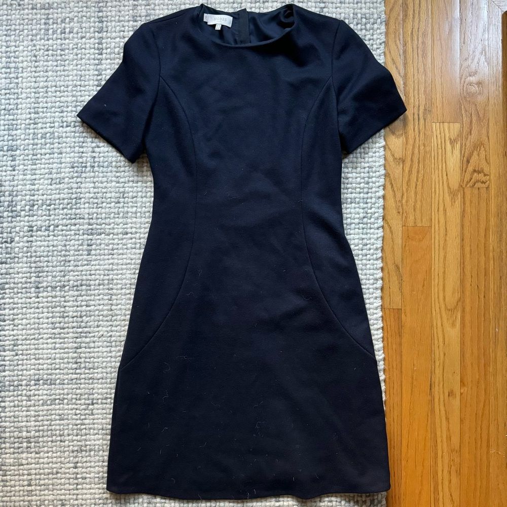 Hobbs London Navy Wool Blend Shift Dress 6